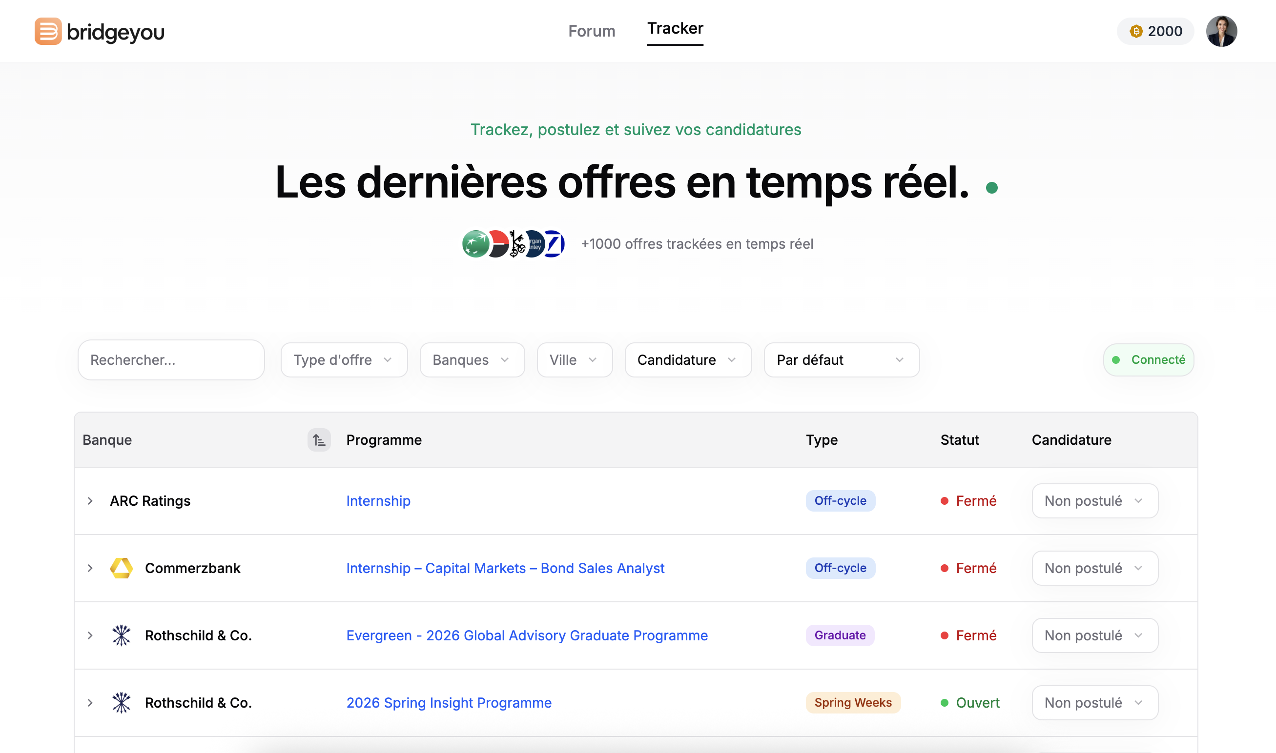 BridgeYou Tracker Interface